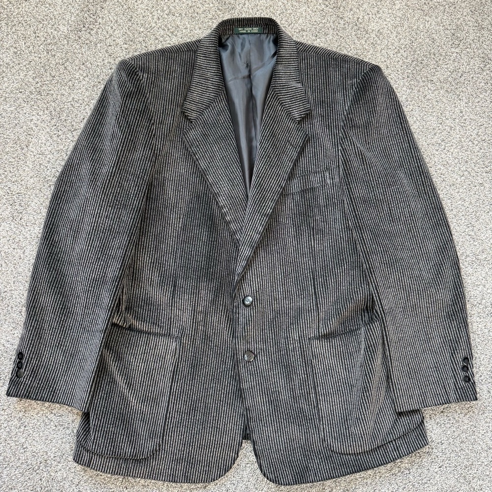 Men’s Black 46 Corduroy Jacket Sports 2 Button Scandia Woods 100% Cotton Casual - Picture 1 of 12